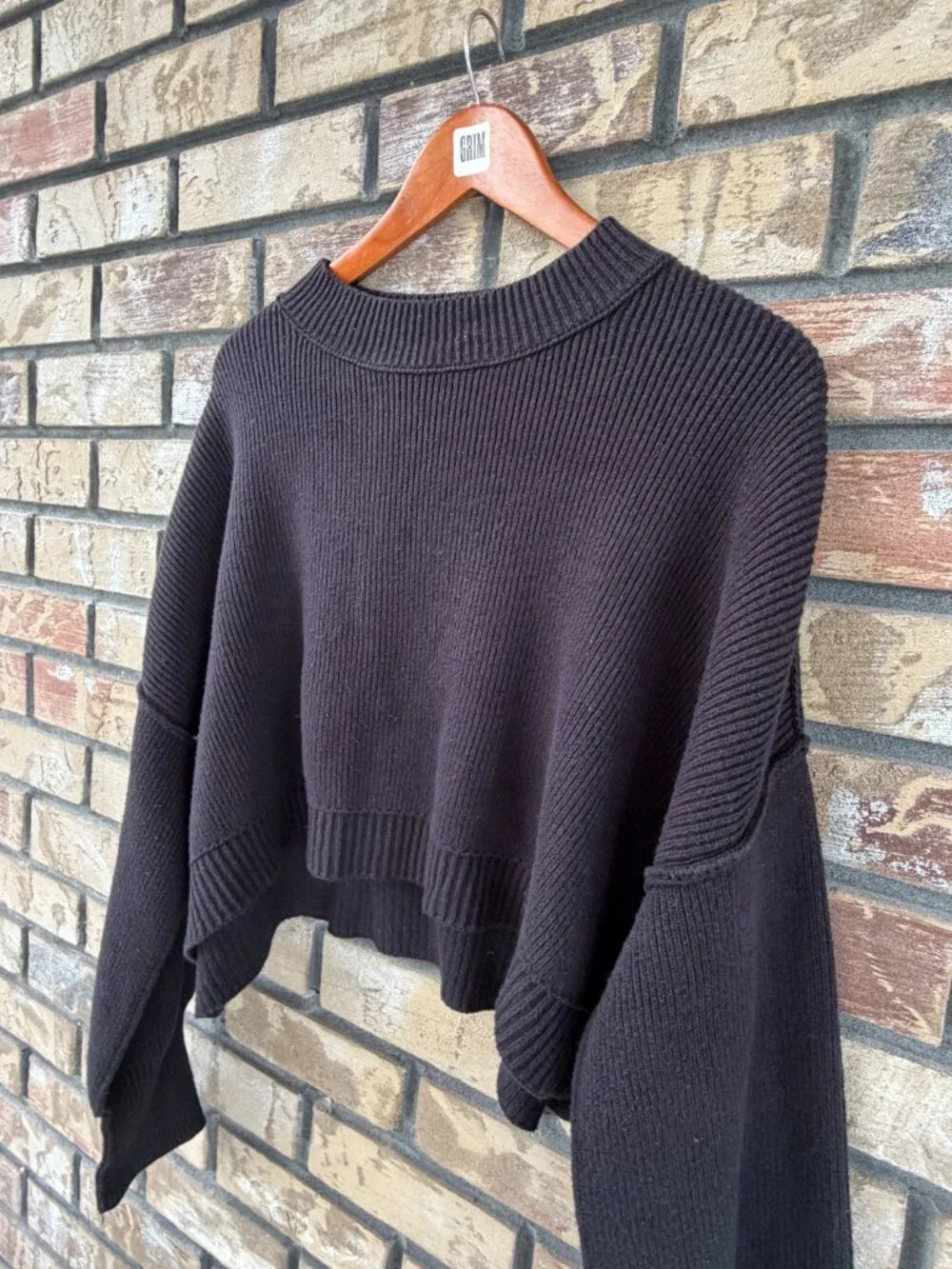 ☀️ Free People Easy Street Cropped Knit Sweater Black Small S